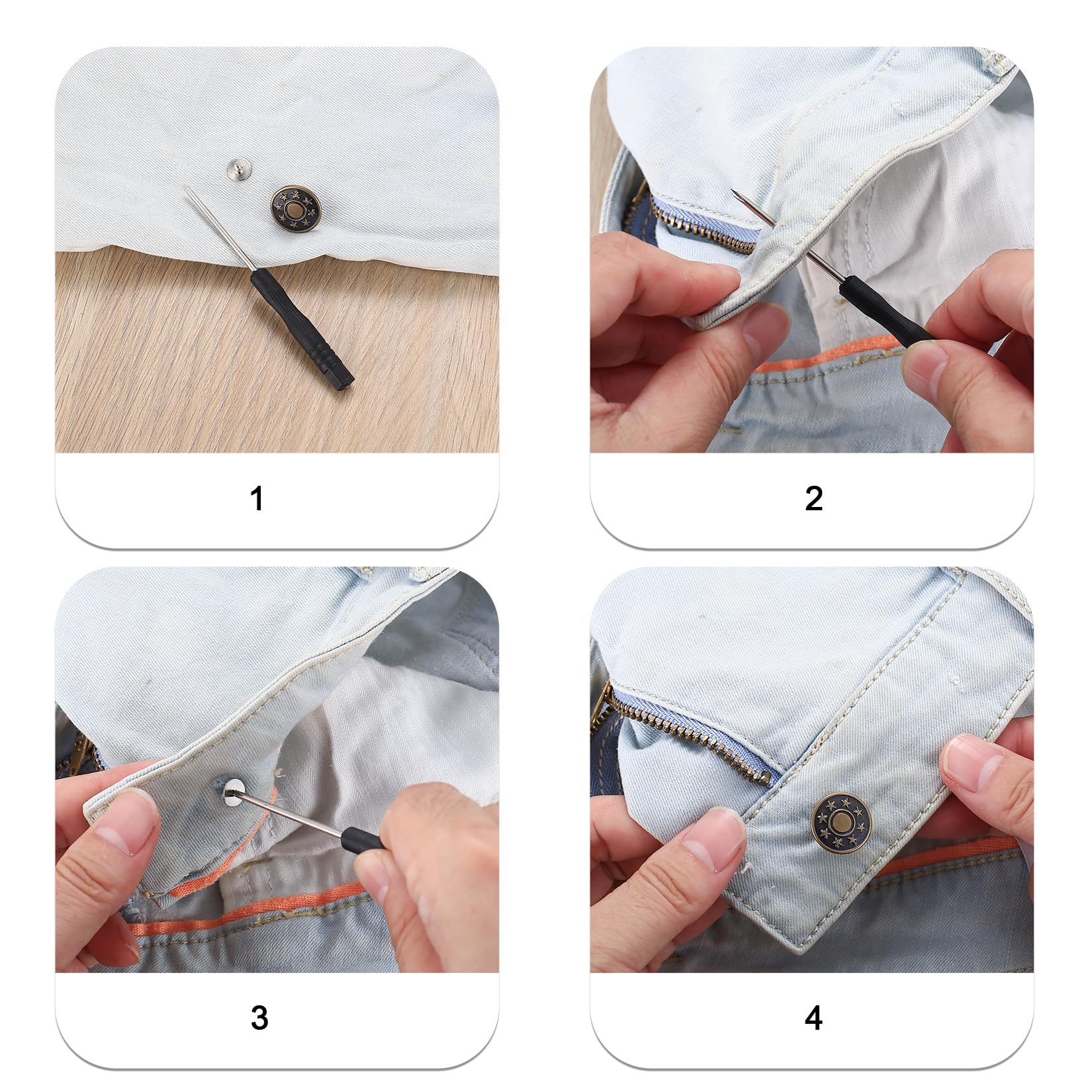 Lot De 50 Boutons De Rechange Pour Jeans Avec Vis, 17 Mm En