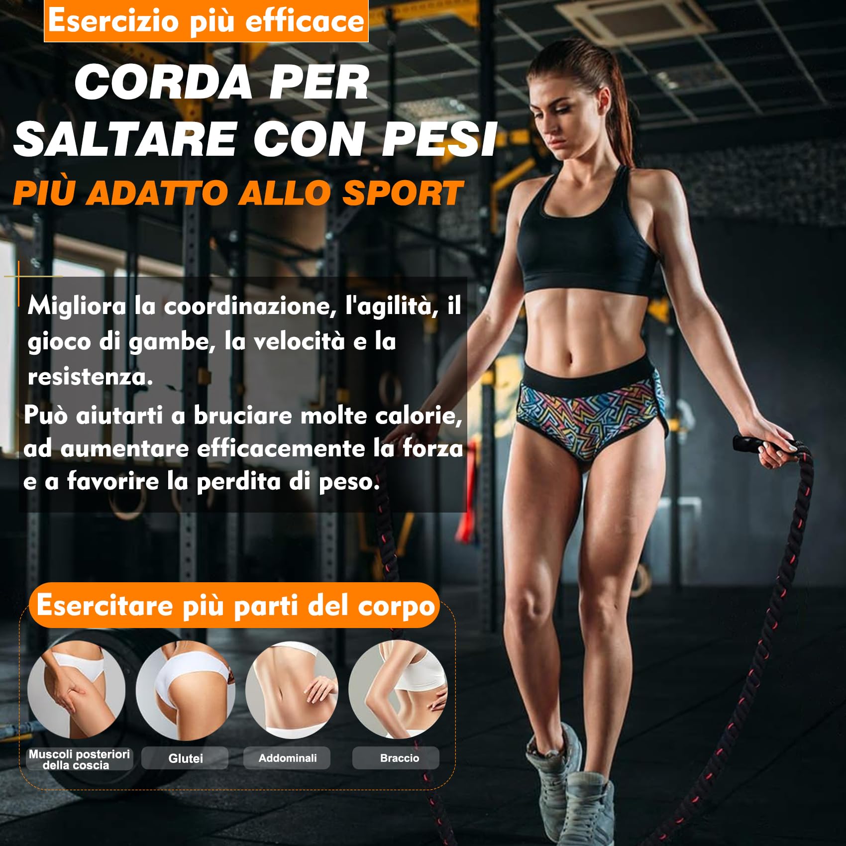 Springseil per Allenamento, 1,3 kg, per Uomini e Donne, Migliorato per Forza e Muscolatura, Allenamento Totale del Corpo