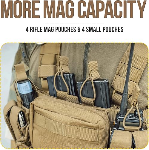 Miniatura 9 de VISMIX Plataforma táctica para el pecho, ajustable y desmontable Molle Chest Rigs con bolsa Mag