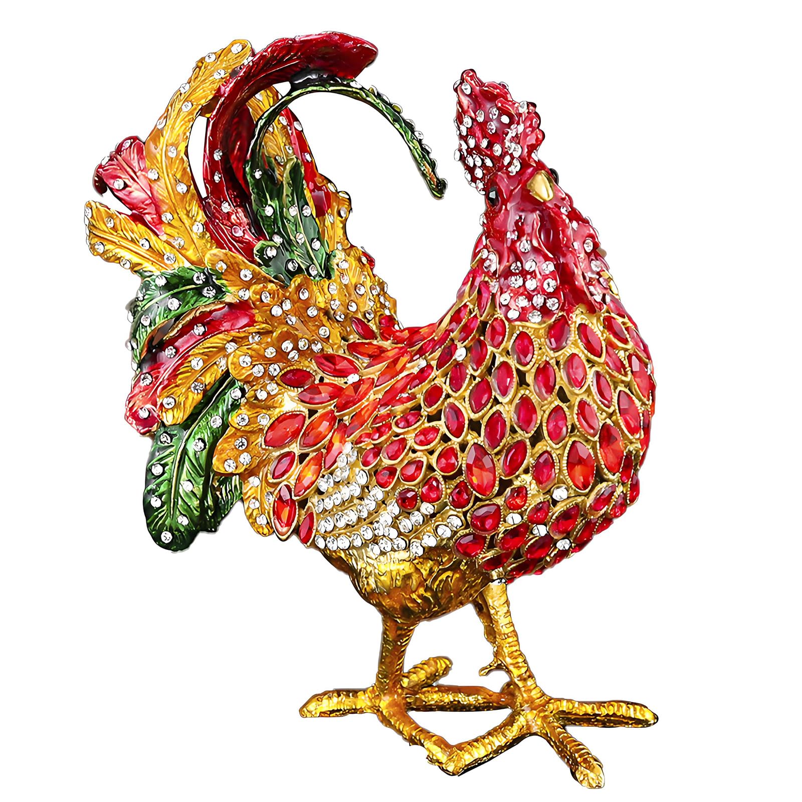 Msioytog Exquisite Handcrafted Rooster Jewelry Display Case Holder Box Featuring Aluminum Construction and Ample Space Decorative Jewelry Case