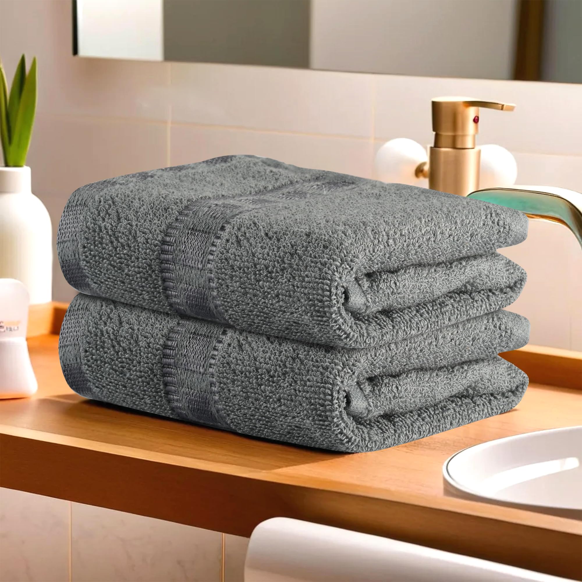 Kuber Industries Cotton Hand Towels - 2 Pack -1 Kuber Industries Cotton Hand Towels - 2 Pack -1