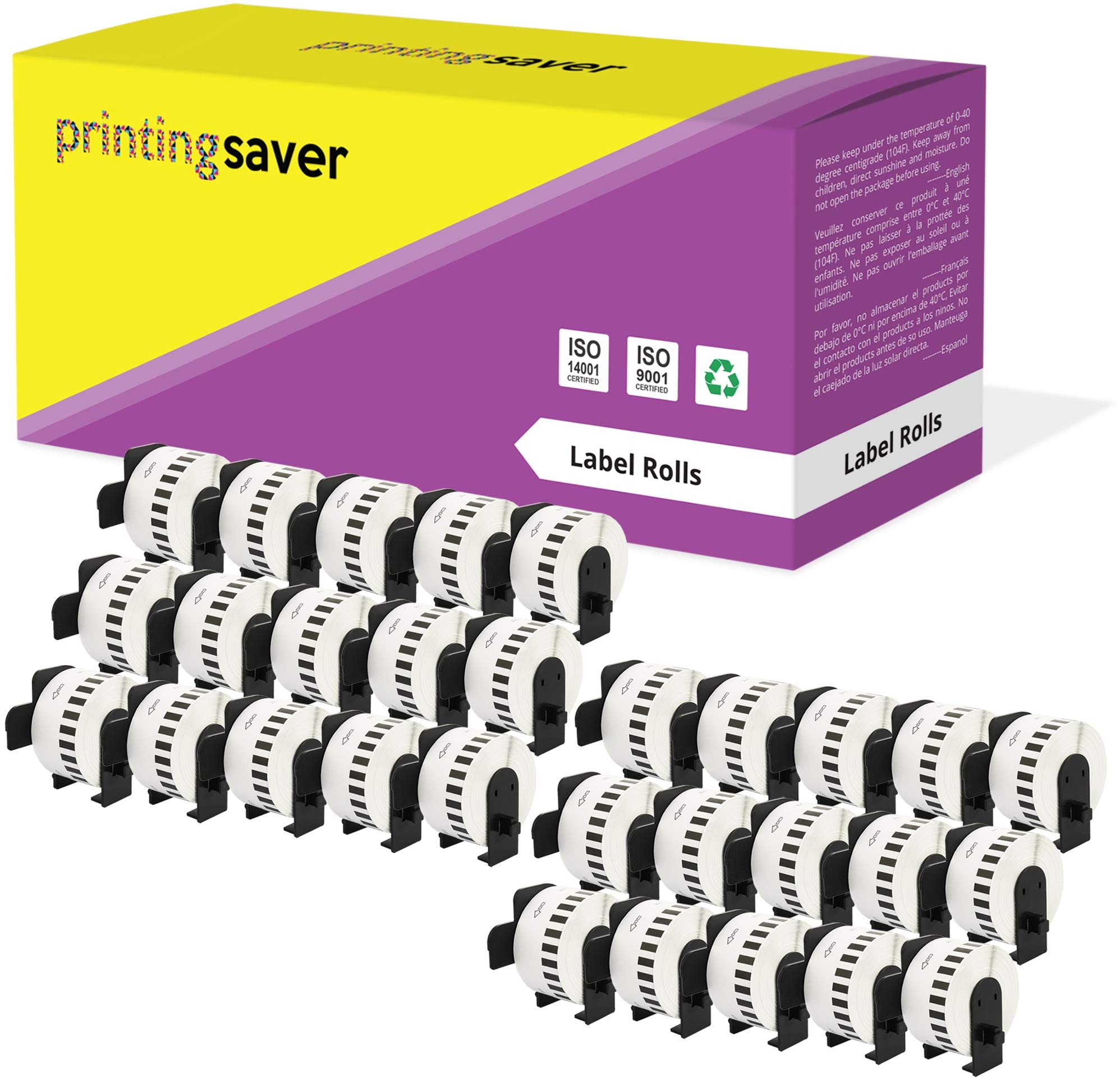 Étiquettes continues compatibles Brother P-Touch 38mm x 30,48m pour QL-1050 QL-1060N QL-1110NWB QL-1100 QL-500 QL-500BW QL-560VP QL-570 QL-580 QL-700 QL-710W QL-800 QL-810W QL-820NWB