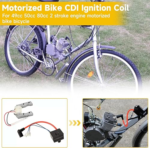 Miniatura 3 de HIAORS Kit de bujías de encendido CDI para bicicleta motorizada de 80 cc, bobina magnética, kit de bujías para motor de 50 cc 49 cc de 2 tiempos