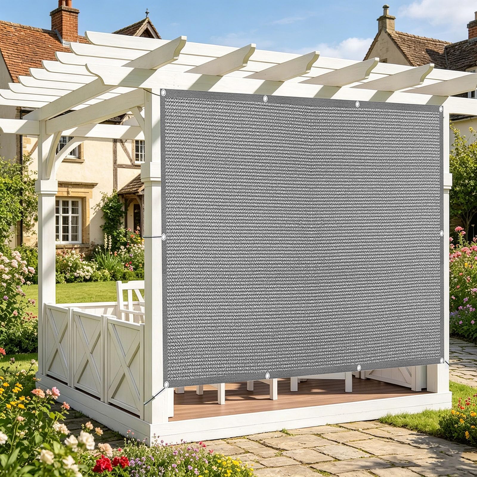 Voile d'ombrage protection solaire respirant et coupe-vent gris 1.2x1.4