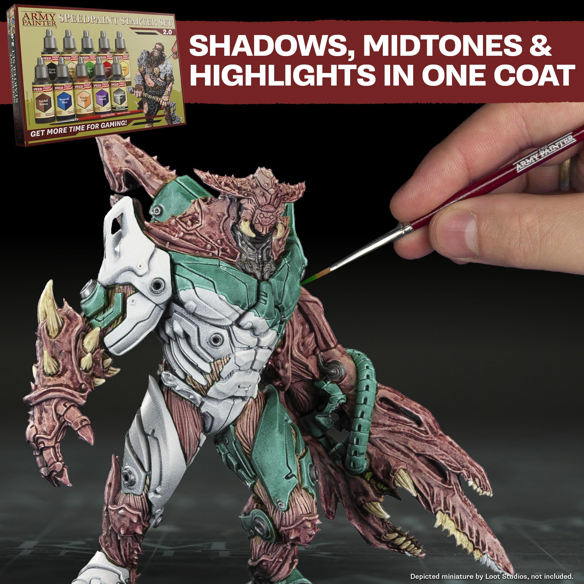 The Army Painter, Starter Bundle Plus+, zestaw farb dla początkujących | Speedpaint 2.0 i Warpaints Fanatic Starter Set, Wargamers XL Wet Palette i 2 pędzle, DnD i Warhammer