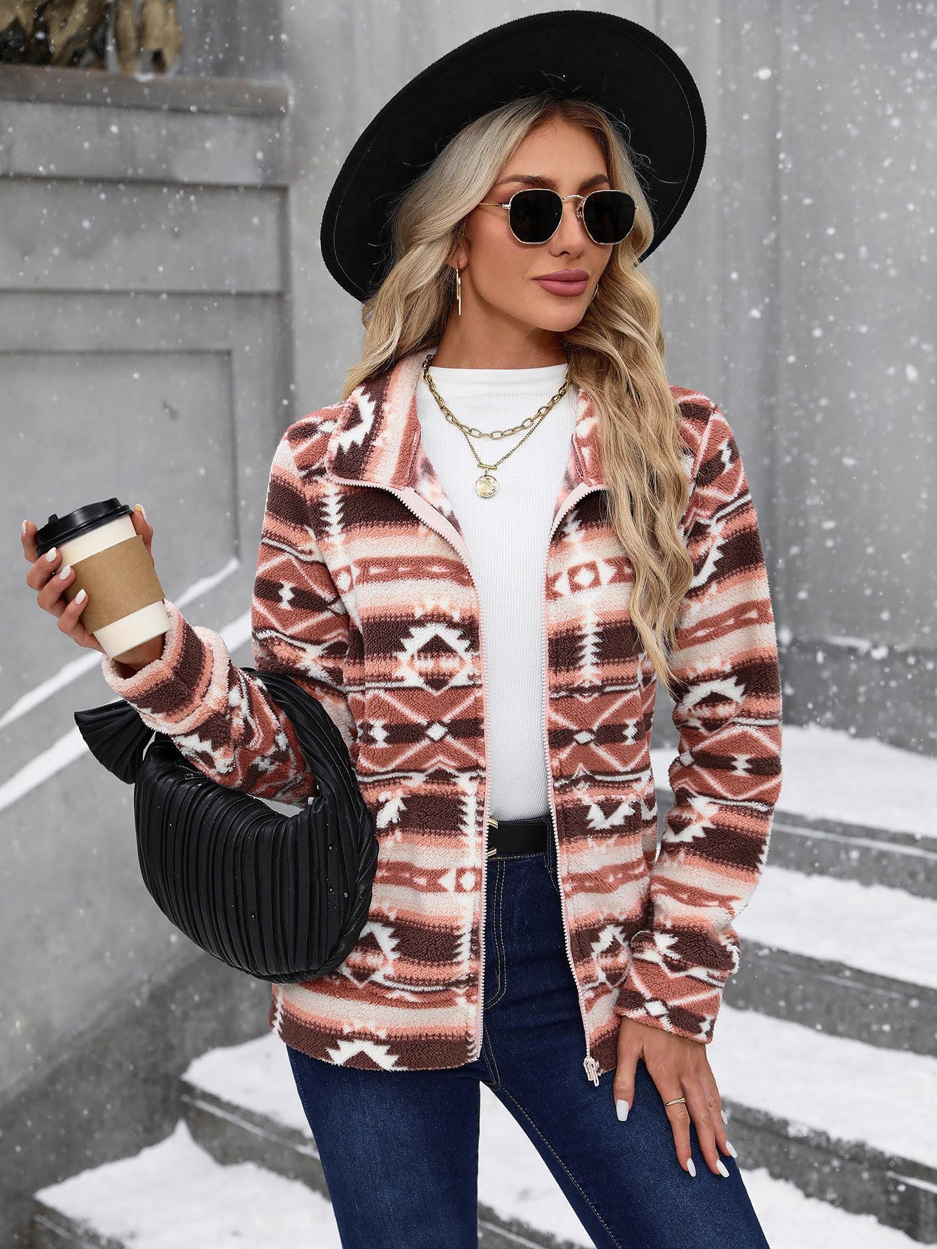 BesserBay Sweat chaud à manches longues pour femme avec fermeture éclair intégrale - Tailles S à XXL | Fermeture éclair, moelleux, moelleux, doux, pour lit, salon, intérieur, cardigan, pull