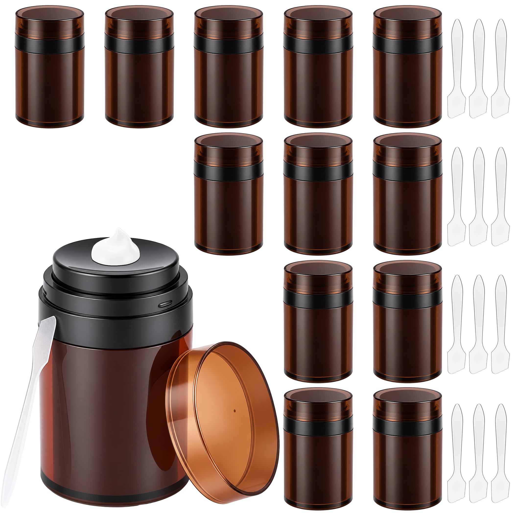 Meanplan Lot de 12 pots à pompe sans air avec mini spatule de maquillage