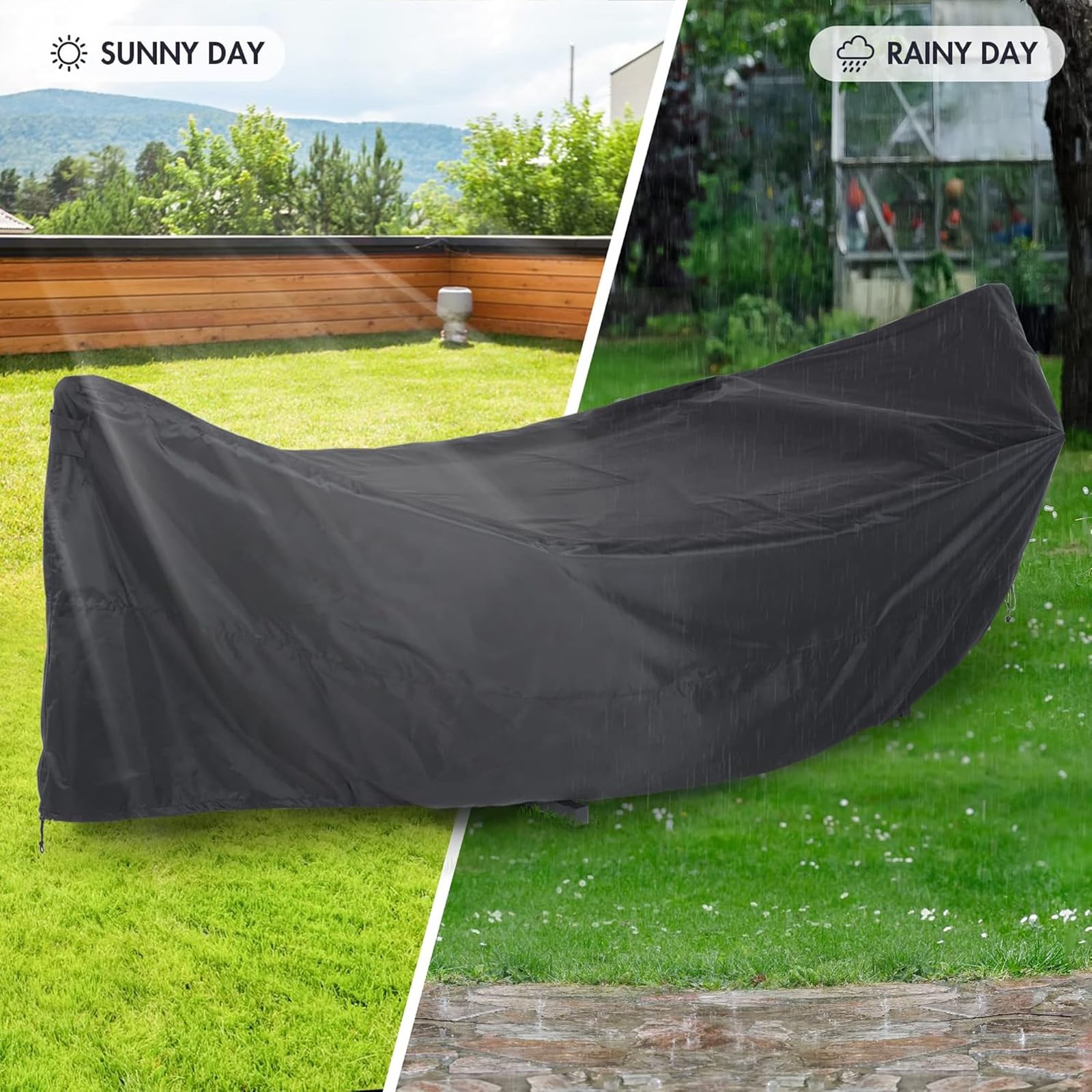 Housse de hamac Oxford 210D – Housse de protection extérieure imperméable pour hamac de jardin, bâche de camping durable pour hamacs suspendus. Dimensions : 285 x 17 x 80 cm. Couleur : noir