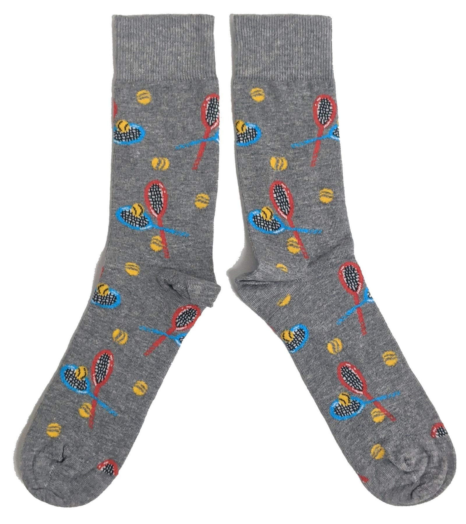 Sock Shack Men's Grey Tennis Racket And Ball Socks 6-11 Uk / 39-45 Eur / 7-12 Us