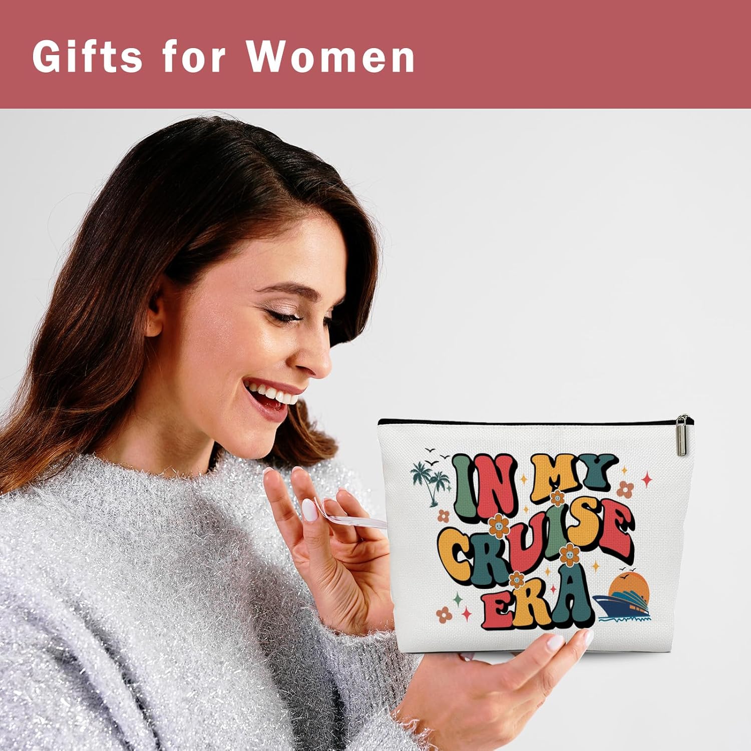 Cruise Makeup Bag, In My Cruise Era Travel Cosmetic Bag, Cruise Gifts for Girls Women, Cruise Accessories Zipper Pouch - Image 2