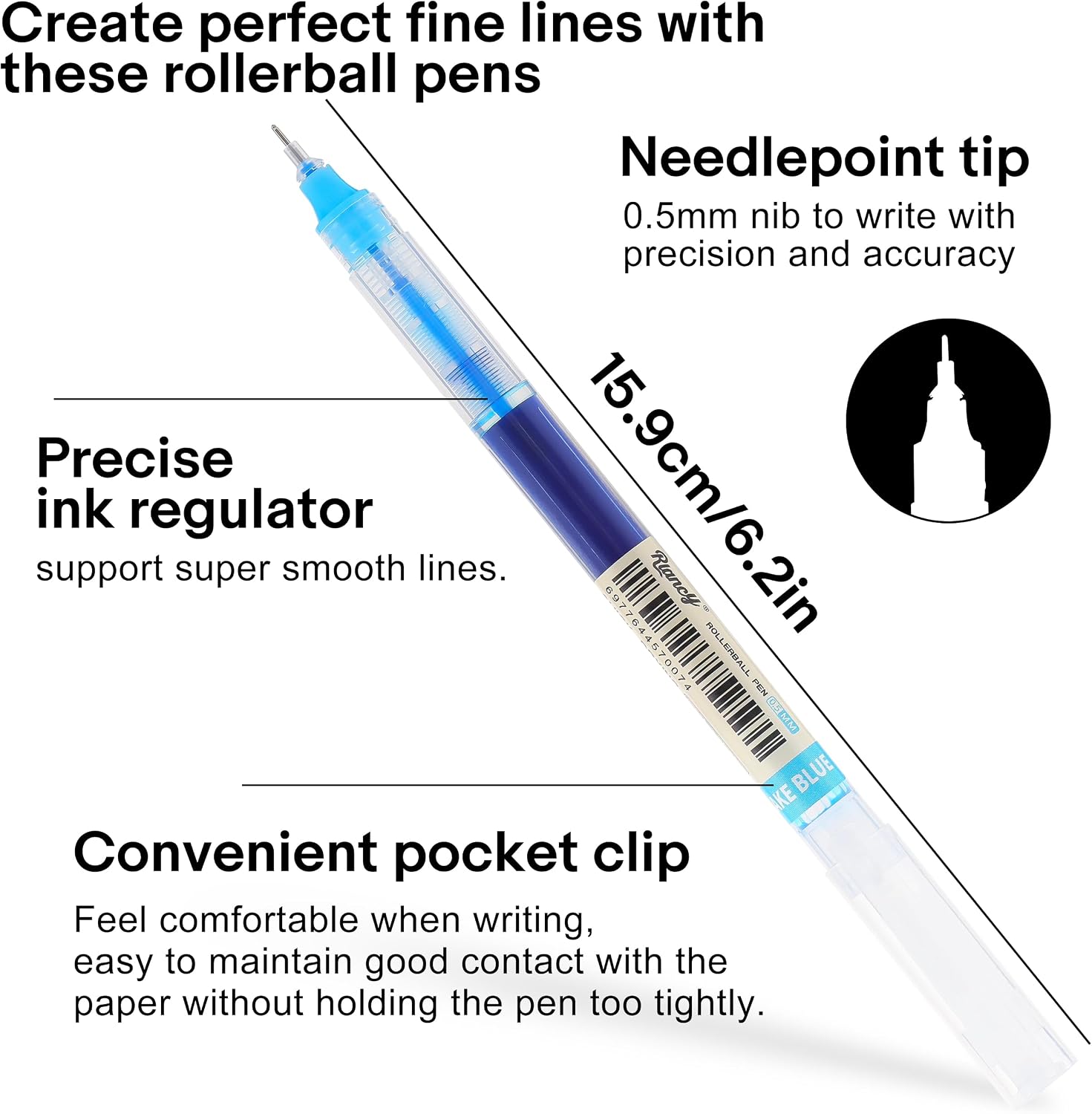 Liquid Ink Rollerball Gel Pens, 0.5mm Extra Fine Point Tip, 12ct Assorted Colors, Smooth Writing No Smear No Bleed, Vibrant for Journaling, Drawing, Sketching, School Notes & Art Supplies image 2