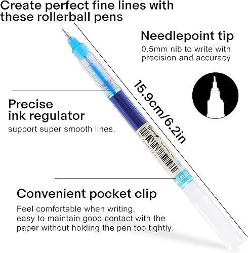 Miniatura 8 de RIANCY Bolígrafos de gel de tinta líquida, punta extra fina de 0.020 in, 24 colores surtidos, escritura suave, sin mancha, sin sangrado, vibrante