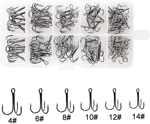 Kit de anzuelos agudos de pesca, ganchos de acero de alto carbono, fuerte y afilado, curva redonda para señuelos cebos pesca agua salada 110