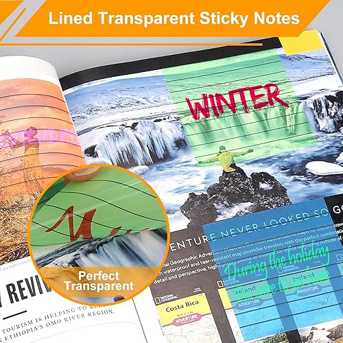 Miniatura 5 de Notas adhesivas transparentes forradas de 3 x 3 pulgadas, multicolor, 300 hojas y 800 hojas multicolor de 3 x 3 pulgadas, notas adhesivas