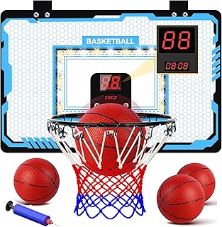 taseyok Basketball Hoop Indoor, Mini Basketball Hoops with Electronic Scoring, Timing Board, and LED Lights, Over The Door...