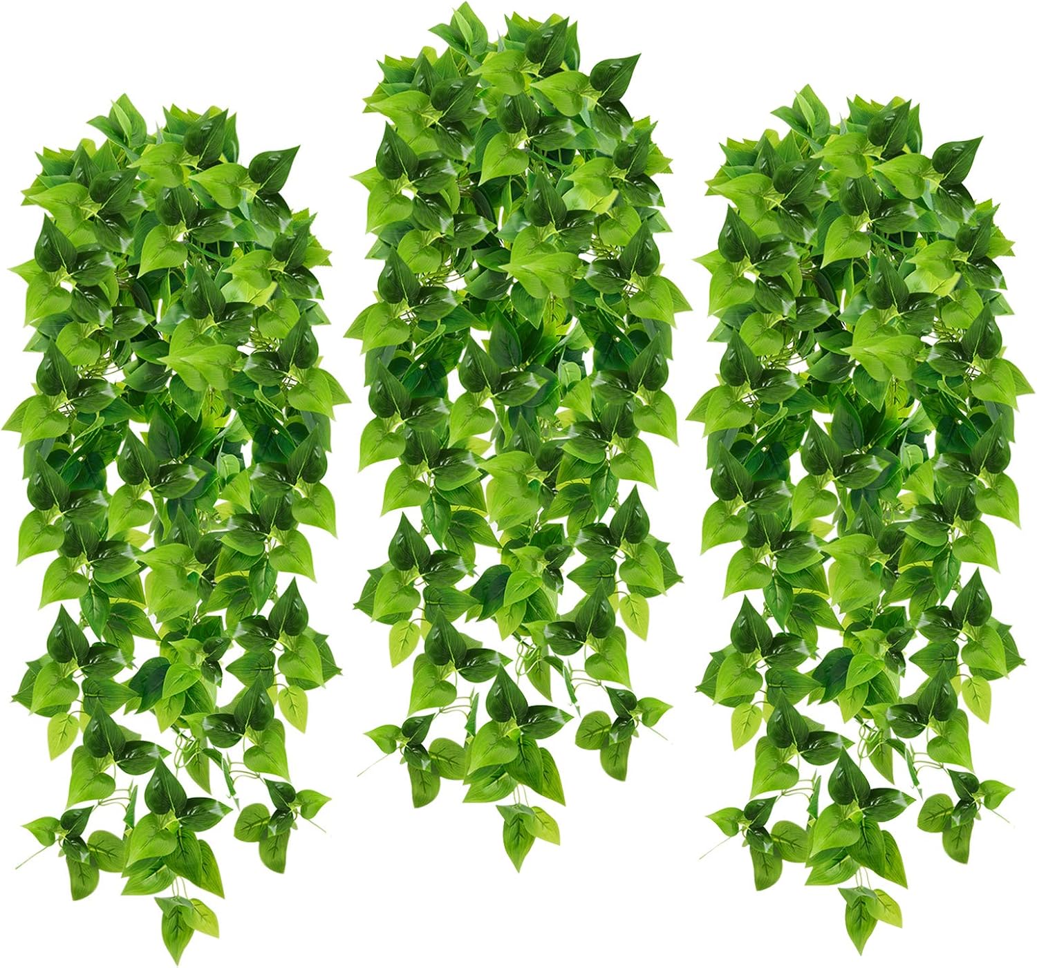 COCOBOO 3pcs Artificial Hanging Plants, 3.6ft Fake Hanging Plant, Fake Ivy Vine Leaves for Wall House Room Indoor Outdoor Wedding Home Party Arch Garden Decoration