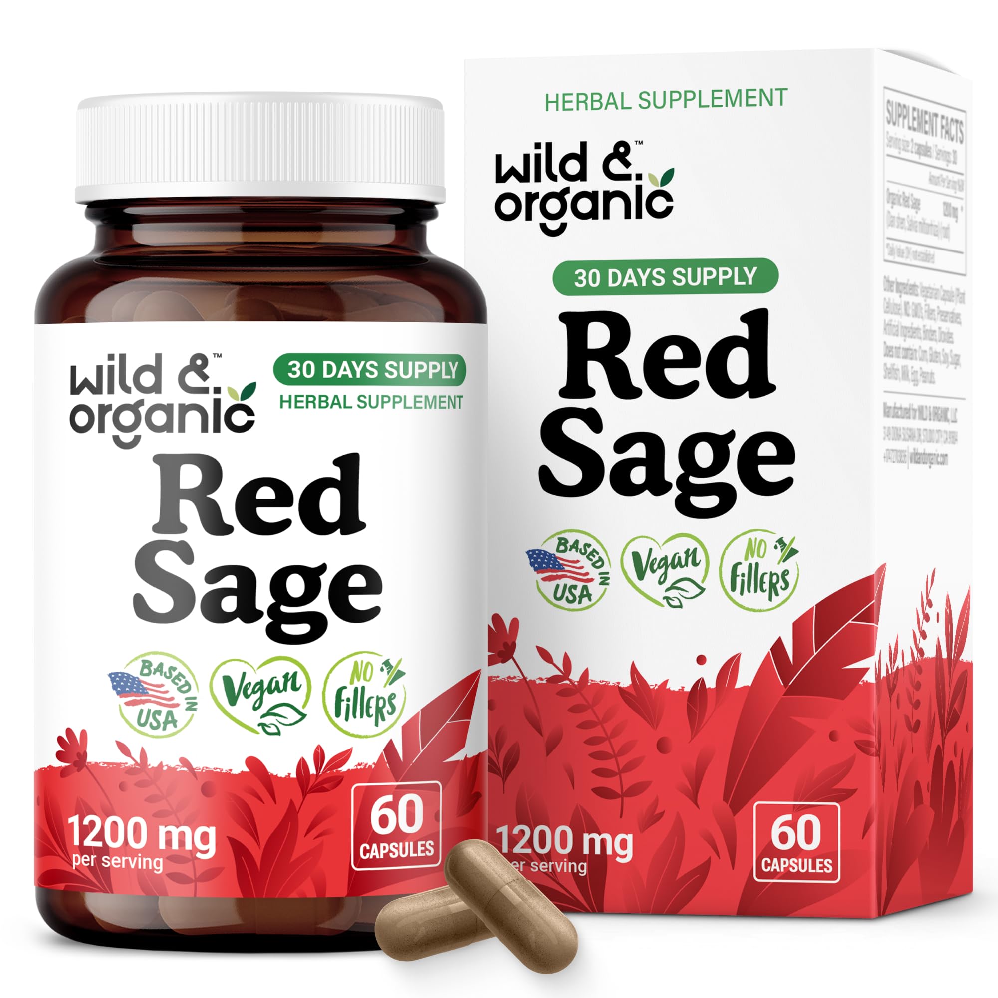 Amazon.com: Wild & Organic Red Sage Capsules - 1200 mg Dan Shen