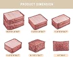 Vercord 7 Set Travel Packing Organizers Cubes Mesh Luggage Cloth Bag Cubes with Bra Underwear Cube and Shoe Pouch Pink Leopard