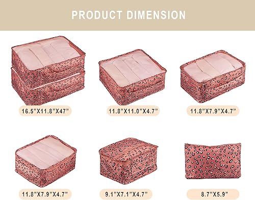Miniatura 2 de Vercord Juego de 7 organizadores de viaje de malla para equipaje cubos con sujetador y ropa interior y bolsa para zapatos - Leopardo rosa