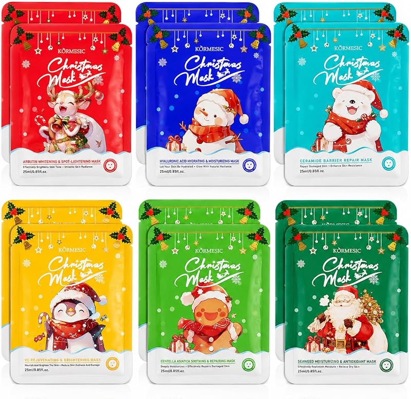 Vienflona Conjunto com 12 Máscaras Faciais de Natal