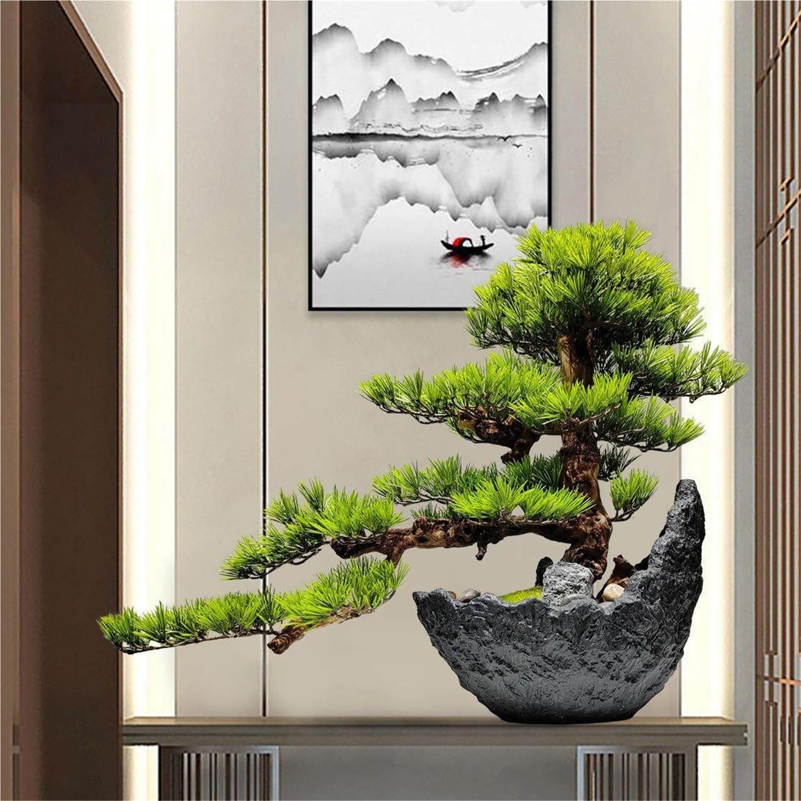 artificiali Decorazione di piante finte da interno in stile cinese con vasi in ceramica