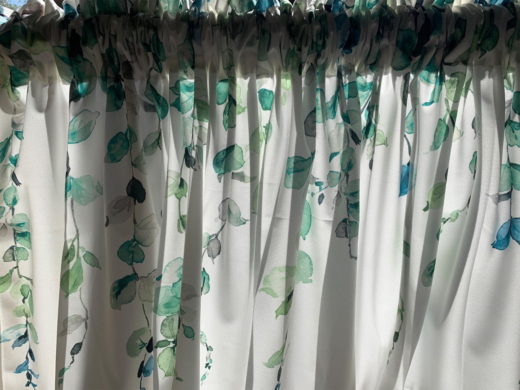 Confezione da 2 mantovane per finestre con foglie verdi ad acquerello, per camera da letto, soggiorno, foglie primaverili, tende valanes per finestre, tasca per asta da 7,6 cm, trattamento per