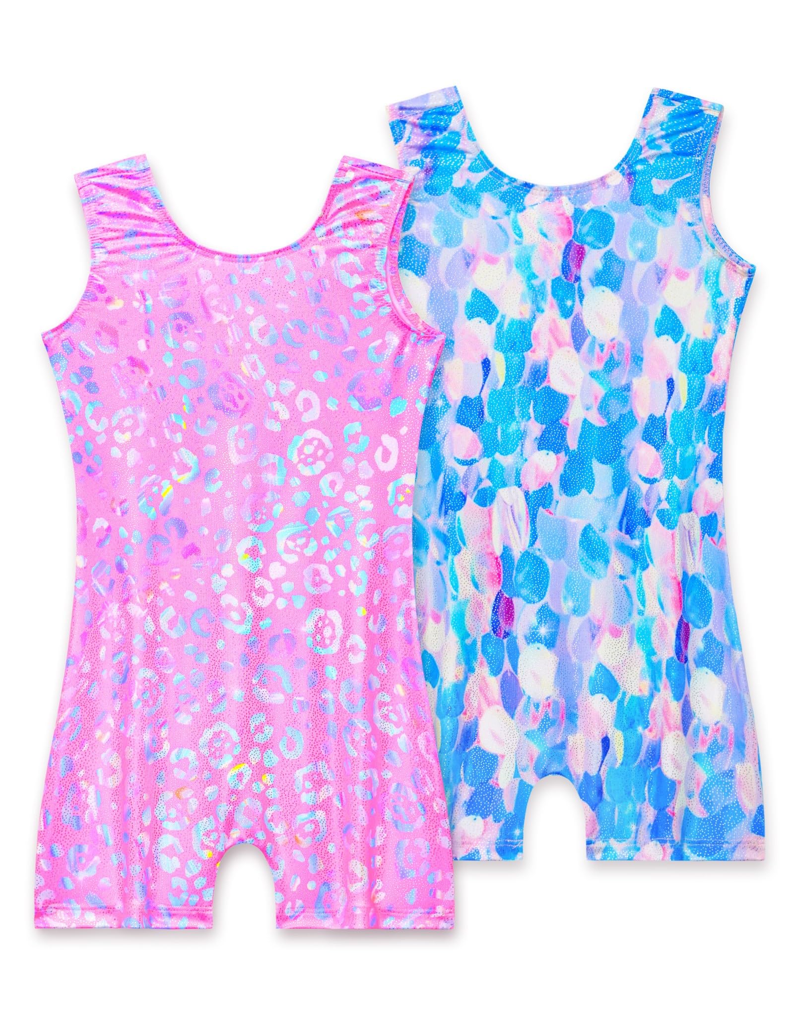 2 Pack Leotard for Girls Gymnastics Sparkly Sleeveless Unitards