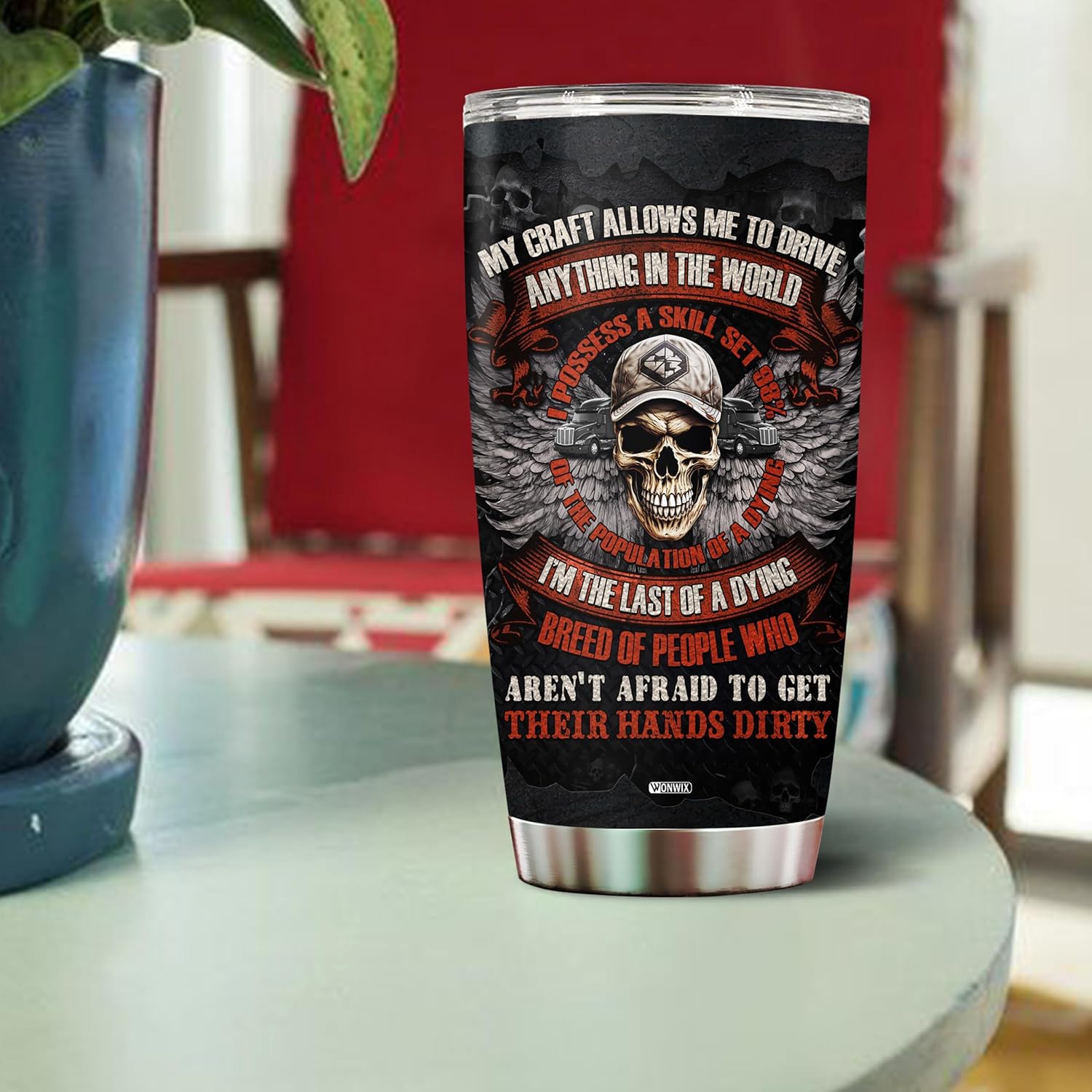Personalized Cool Gifts for Truck Drivers, Insulated 20oz Stainless Steel Coffee Cup Travel Mug Tumbler, Father's Day Gift for Men, Husband, Dad, Truckers, Christmas, Birthday, Valentine