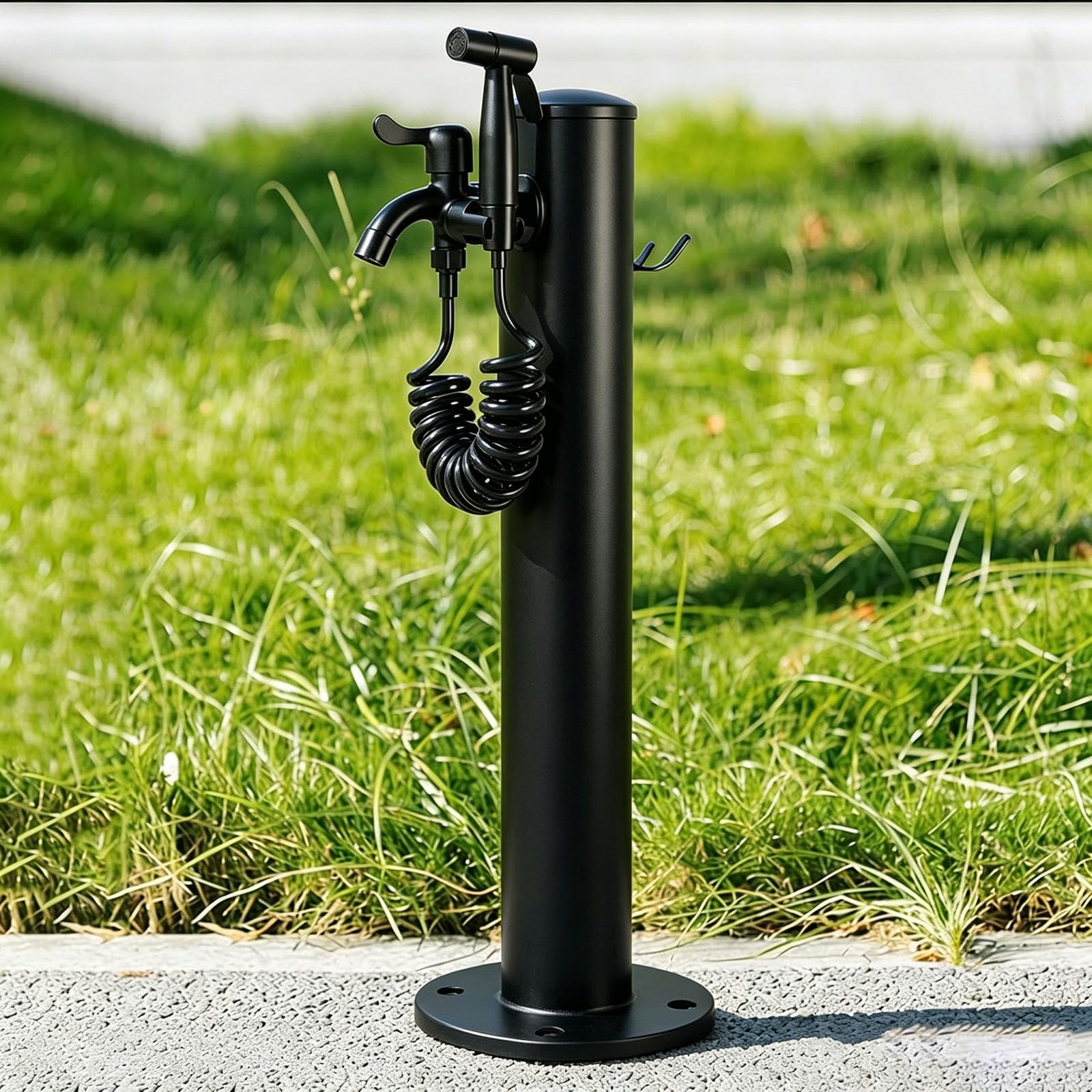 Vertikale Gartenbrunnen-anlage Aus Edelstahl Mit Sprühpistole Und Wasserhahn, 60 cm Hoher Außenwasserhahnständer, Bewässerungsbrunnen Mit Schlauchhalterung Für Die Round