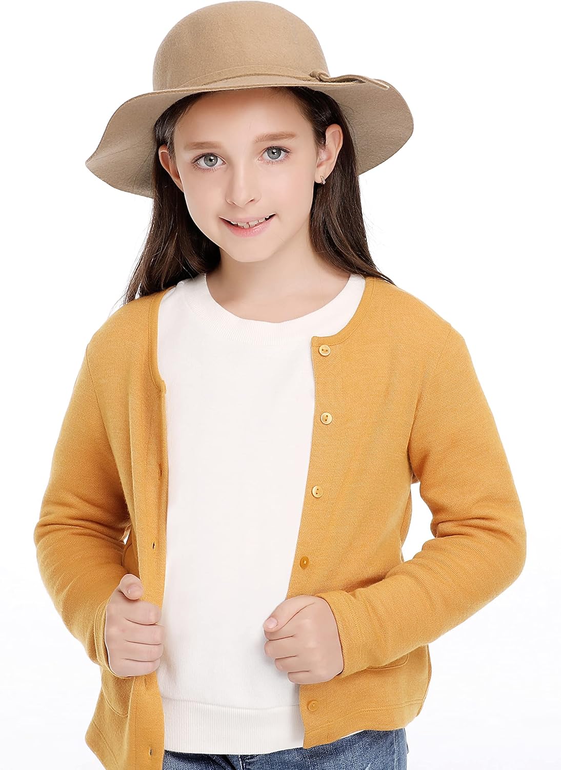 Bienvenu Kids Girls Winter Warm 100% Wool Bucket Hats