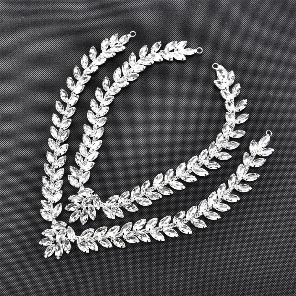 Frędzle z kryształkami, Łańcuszek z frędzlami i kryształkami, aplikacja wykończenia, wielokolorowy, 2 szt(Crystal,2Pcs)