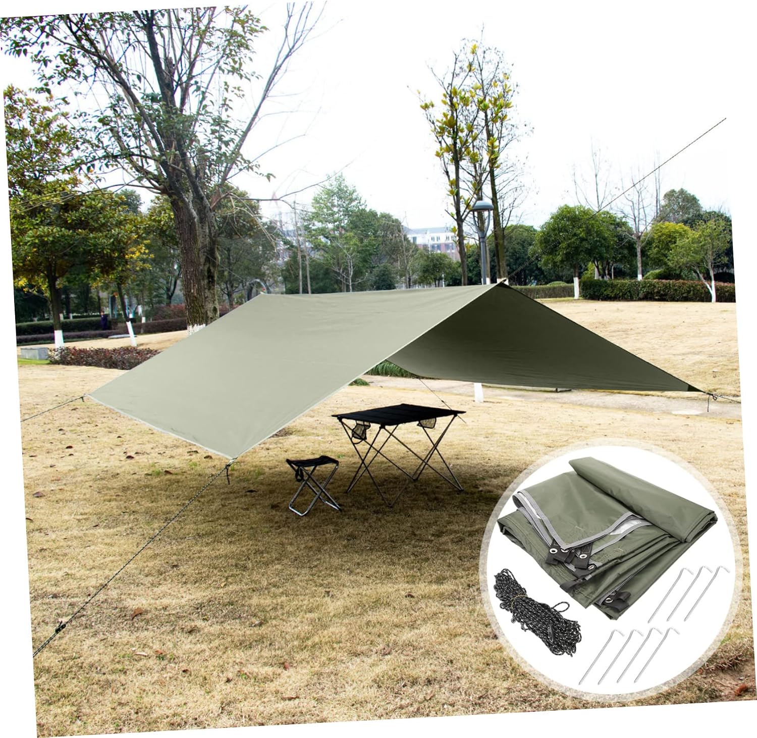 VANZACK 1set Outdoor Sunshade Tarp for Camping Hiking Picnics Heavy Duty Oxford Canopy for People Easy to up