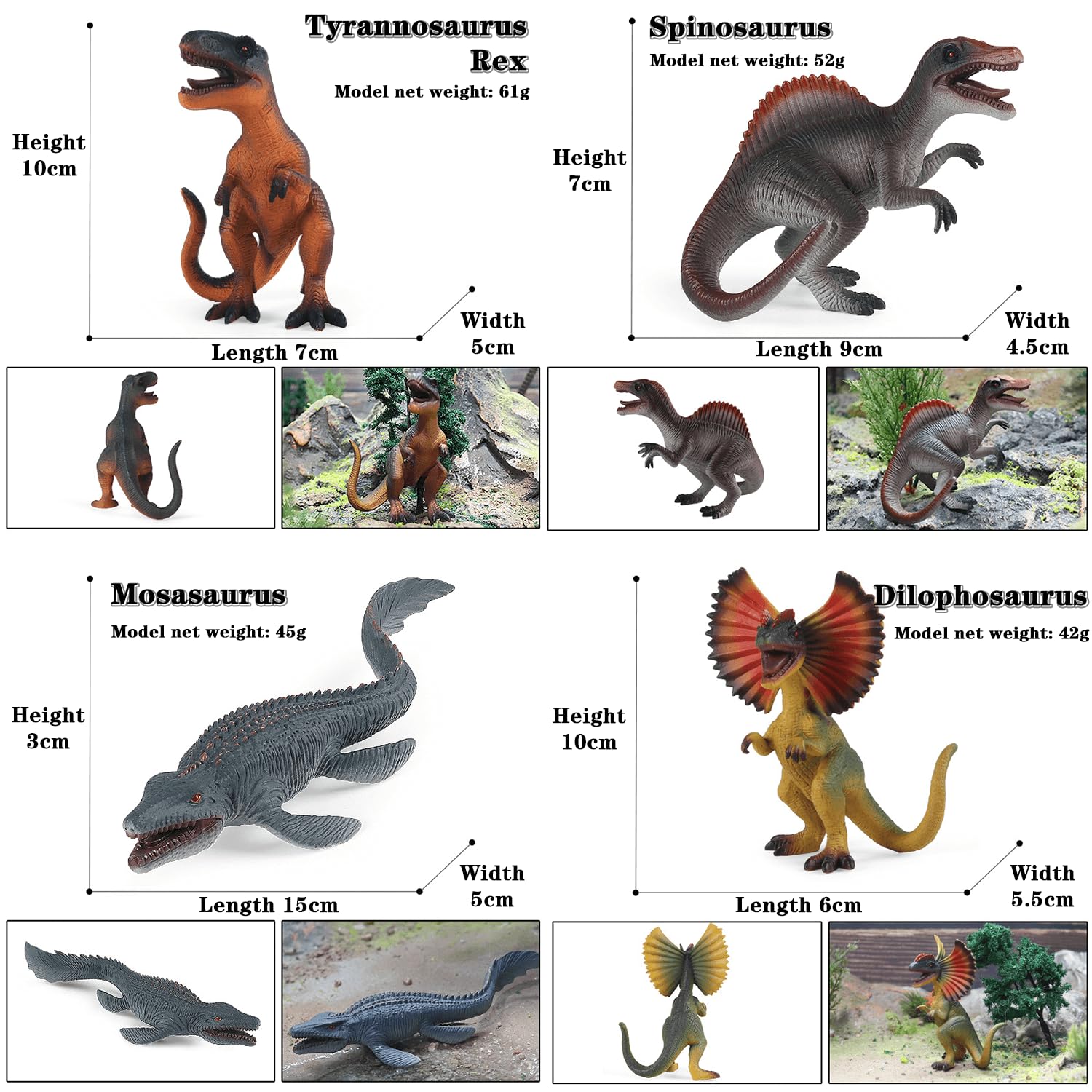 DxxD Dinosaurios Juguetes para Niños de 3 4 5 6 7 8 años, 8 Piezas Dinosaurios Figuras con Tiranosaurio Rex, Velociraptor, Juguete Dducativos Regalo de Cumpleaños para Niños Niñas