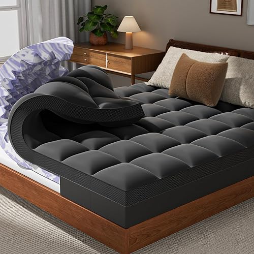 Miniatura 13 de Cubrecolchón de espuma viscoelástica de 4 pulgadas de doble capa Queen - 2 pulgadas de espuma viscoelástica de gel y 2 pulgadas de almohada,