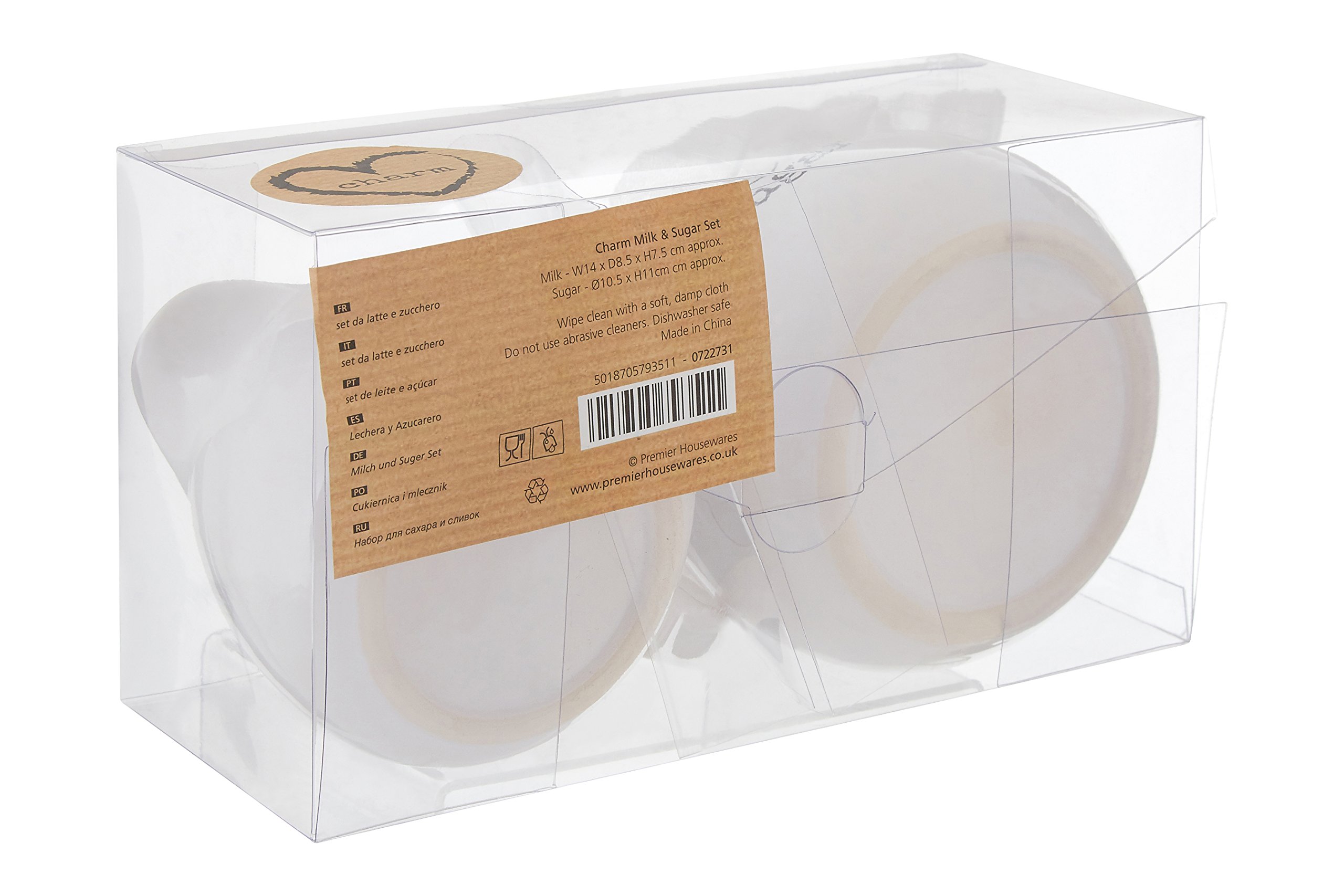 Premier Housewares Encanto azucarero y Jarra para Leche Juego, Blanco, Juego de 2