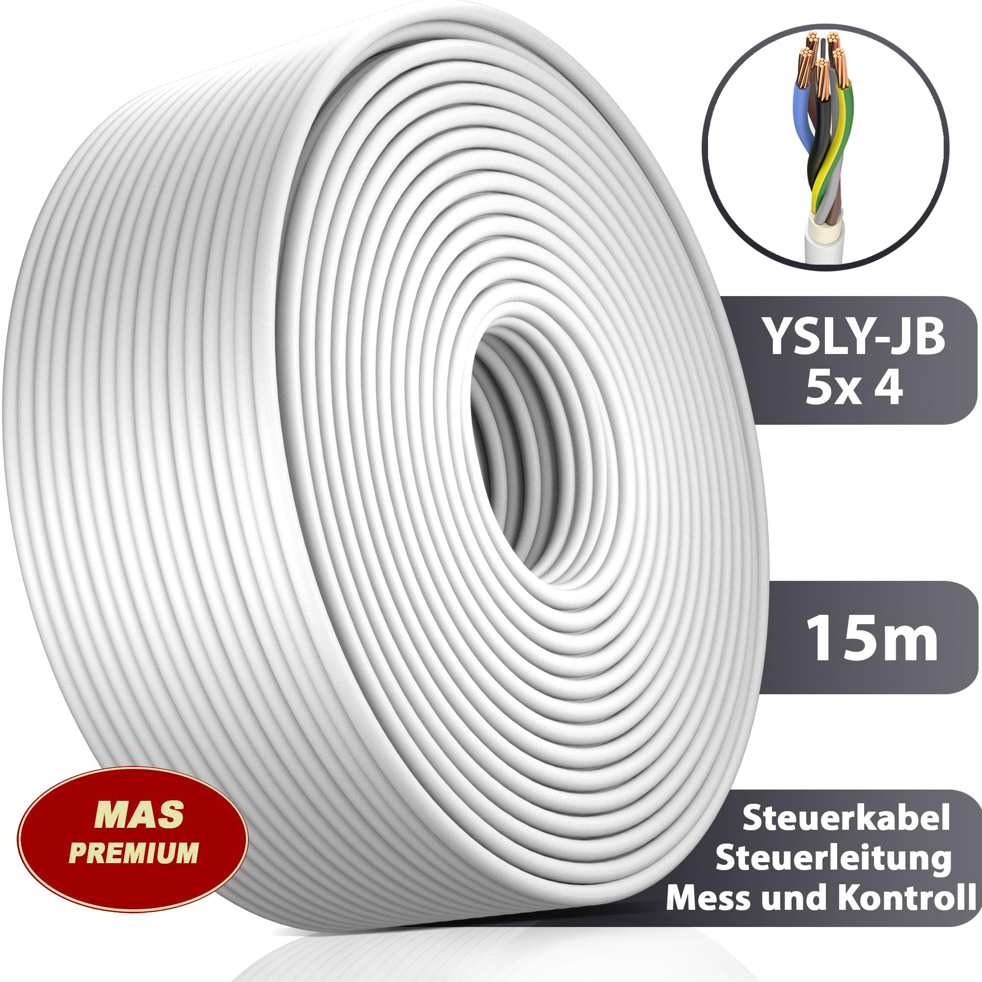 YSLY-JB 5 x 4 mm² Cable de control flexible gris de 5 a 70 m para máquinas herramientas, cable de control y regulación para máquinas herramientas, cable de control, caja de carga, conexión a la