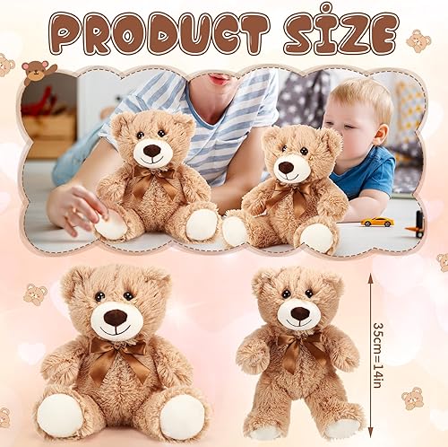 Miniatura 9 de HyDren 6 juguetes de peluche de oso suave para el día de San Valentín, juguetes para dormir y jugar, para decoración de baby shower, niño y niña