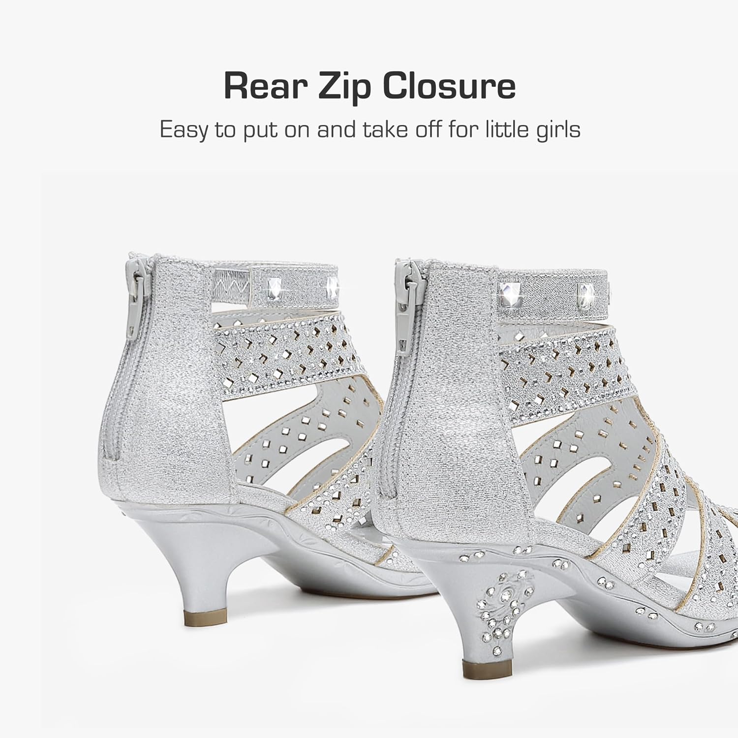 Dufannie Toddler Little Big Kid High Heels Flower Girls Party Dress Shoes Glitter Pump Sandals - Image 6