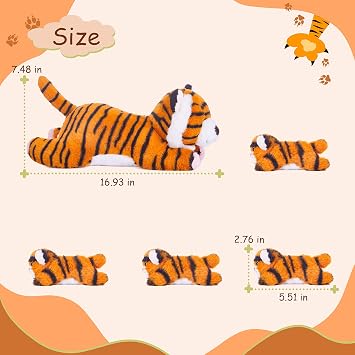 EARTHSOUND Tiger Stuffed Animals with Babies Inside, Mommy Plush for Kids