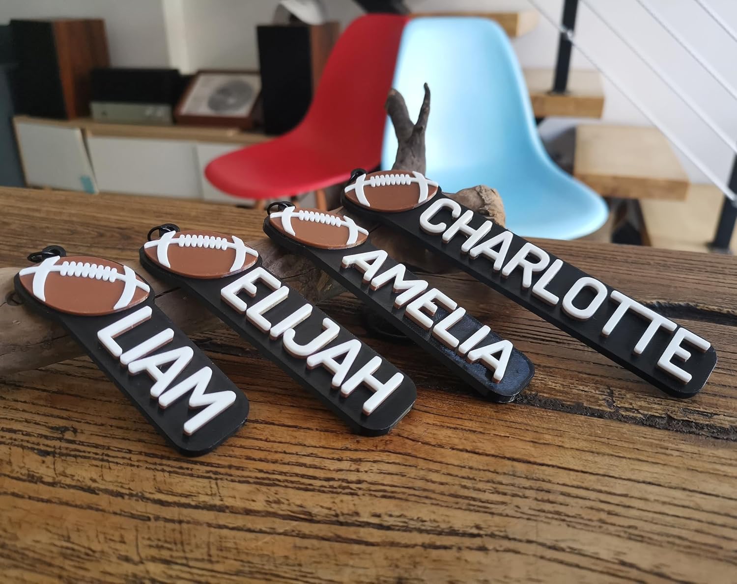 Set of 10/20/30 Personalized Custom Foot Ball Football Keychain Backpack charms name tag Keyring 3D Printed Game Day Sport Fans Team Personalized School Kids Gifts DIY