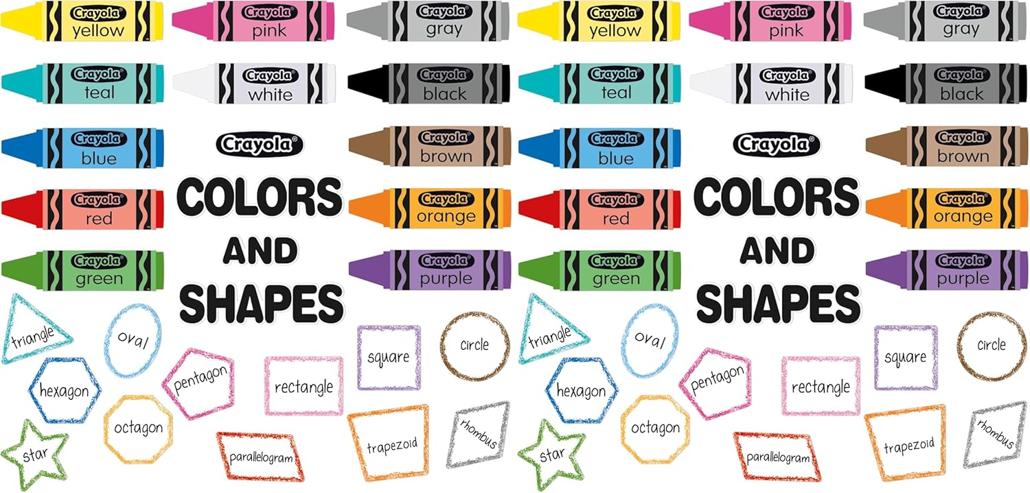 Eureka Crayola Colors and Shapes Classroom Bulletin Board Set for Teachers, 28 Pieces (Pack of 2)