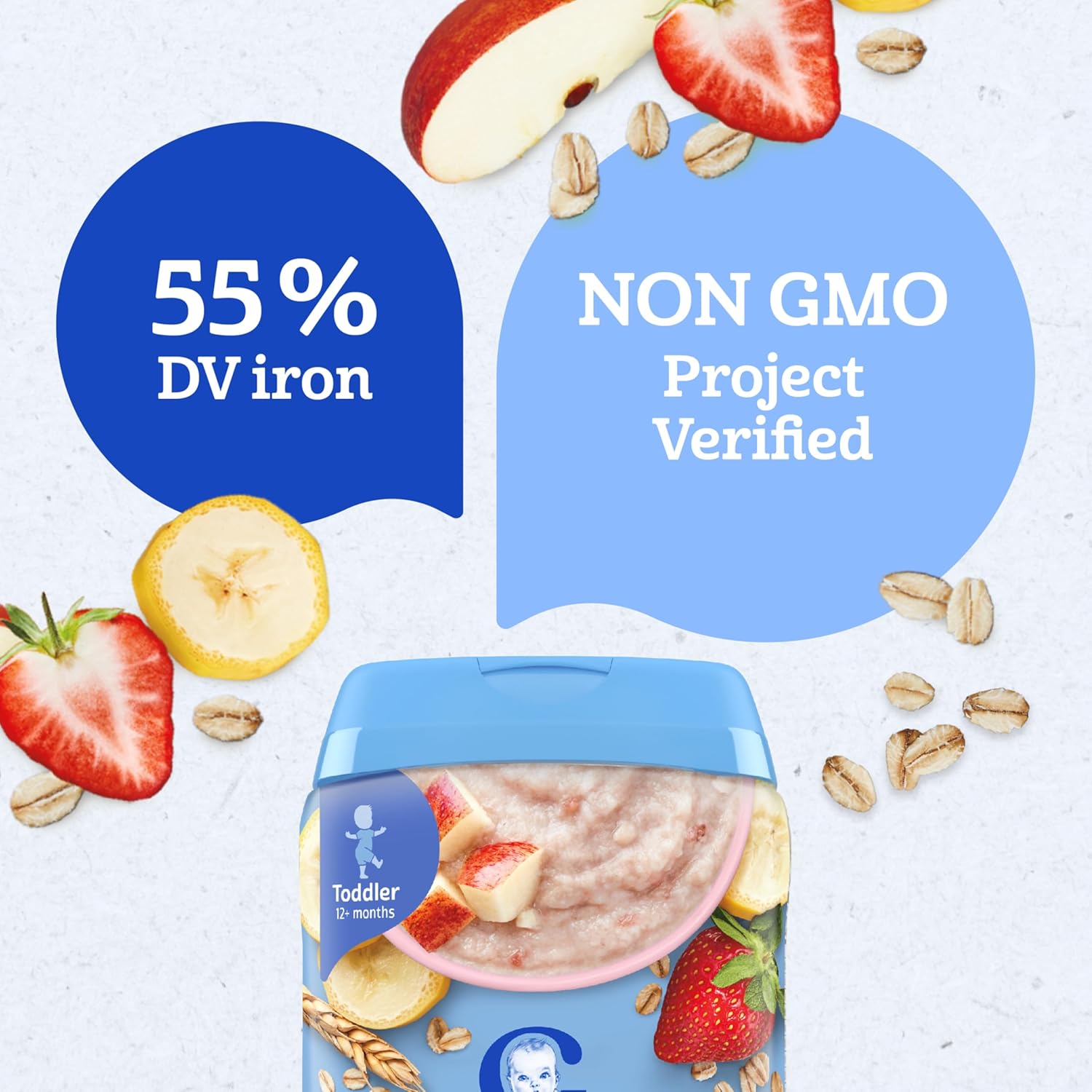 Gerber Toddler Food, Multigrain Banana Apple Strawberry Cereal, 8g Whole Grains, Iron, Zinc & Vitamin B12, Toddler Cereal, 6-Pack - Image 4