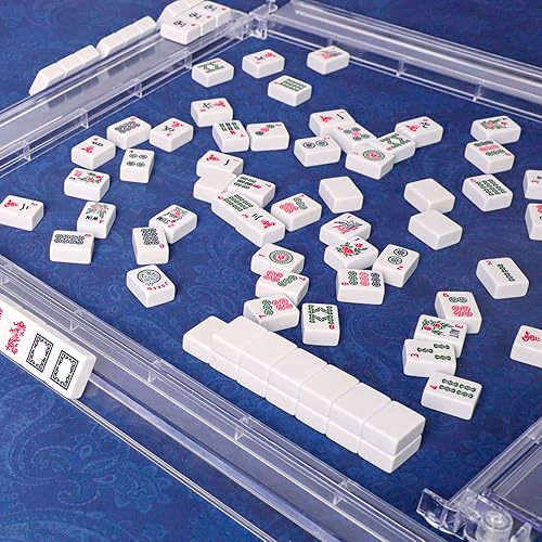 Miniatura 4 de GUSTARIA Mah Jongg - Estante y empujador de azulejos todo en uno, combo de estante y empujador de acrílico transparente, modernos bastidores de