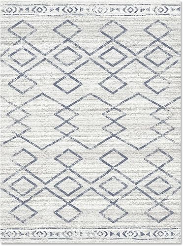 Miniatura 2 de jinchan - Tapete lavable de 8 x 10 pies, marroquí, de pelo corto, lana sintética suave, geométrico, resiste a las manchas, grande, antideslizante,