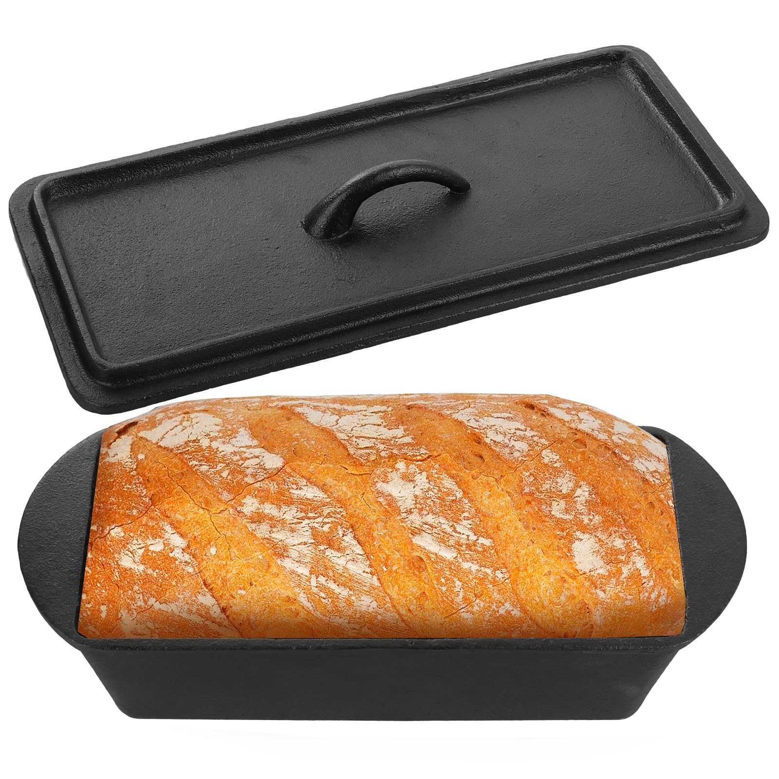 AKOLAFE Kastenform 900 g Kastenform zum Backen, Gusseisen, große Brotdosen mit Deckel, antihaftbeschichtet, Kuchenbackform für Brot, Fleisch, Gemüse, Hackbraten, Schwarz