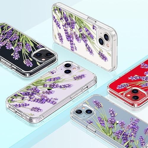 Miniatura 7 de GiiKa Funda para iPhone 14 con protector de pantalla, 6.1 pulgadas, transparente, de cuerpo completo, a prueba de golpes, diseño floral, para niñas