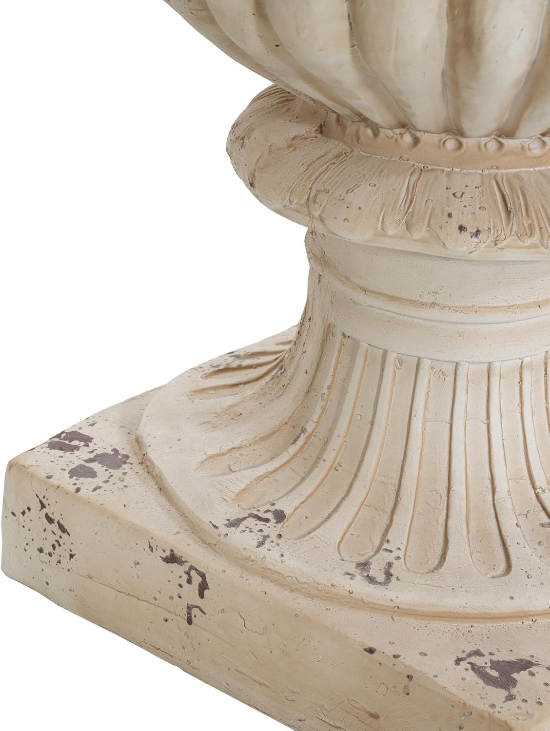 Antique White Urn Planter, 27" Tall Large Urn Planter Outdoor for Garden Patio or Front Porch, Hand-Painted Magnesium Oxide Urns Flower Pot with Drainage Hole, No Assembly Needed