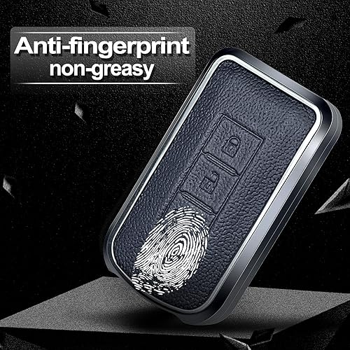 Miniatura 3 de SK CUSTOM Funda para llave inteligente con marco de cuero negro y aluminio, compatible con Mitsubishi ASX Outlander con 3 botones, accesorio remoto
