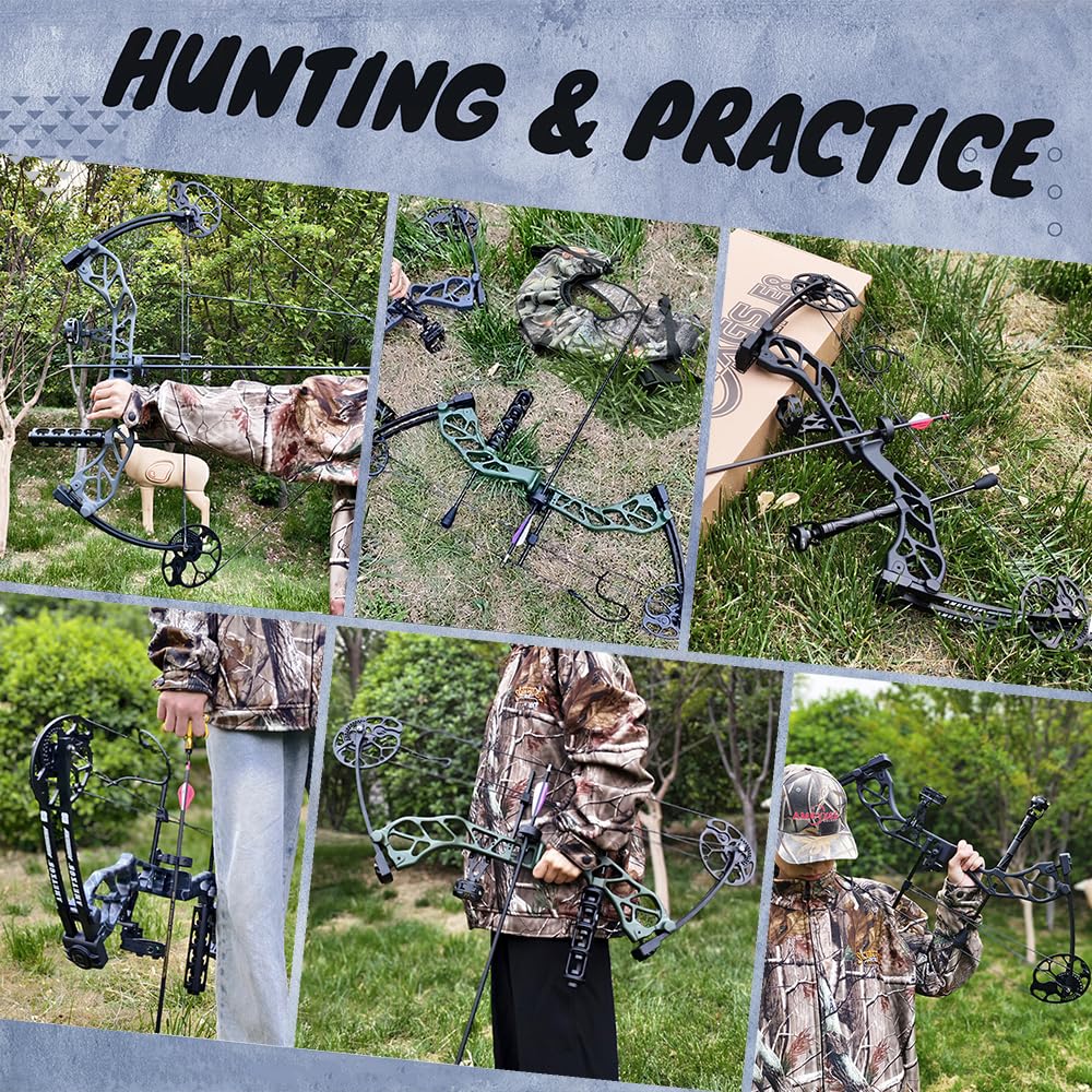 Kit Arco Compound Adulti 19-70 libbre 320fps Tiro con l'arco compound Set Arco Compound Arco composto composito Arco da Caccia e Pesca Principianti Archery Compound bow and arrow