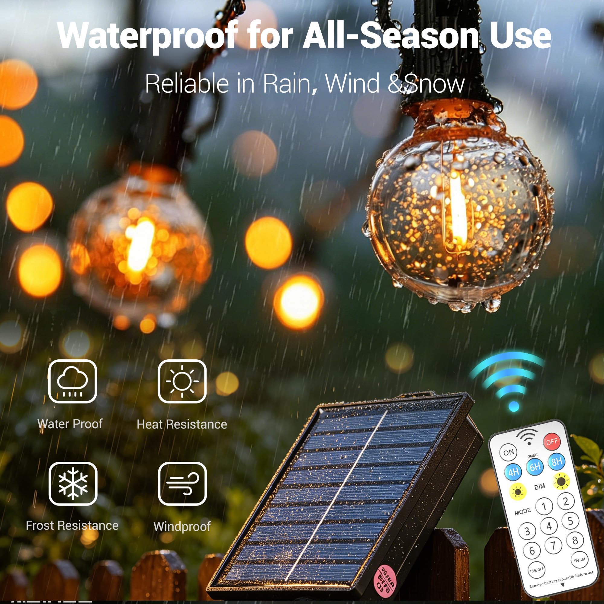 20M Guirnalda Luces Exterior Solar, 30+2 LED Luces LED Exterior Solares Jardin IP44 Impermeable, decoracion jardin exterior Enchufables 2700 K Blanco Cálido para Patio Jardín Cafe Fiesta